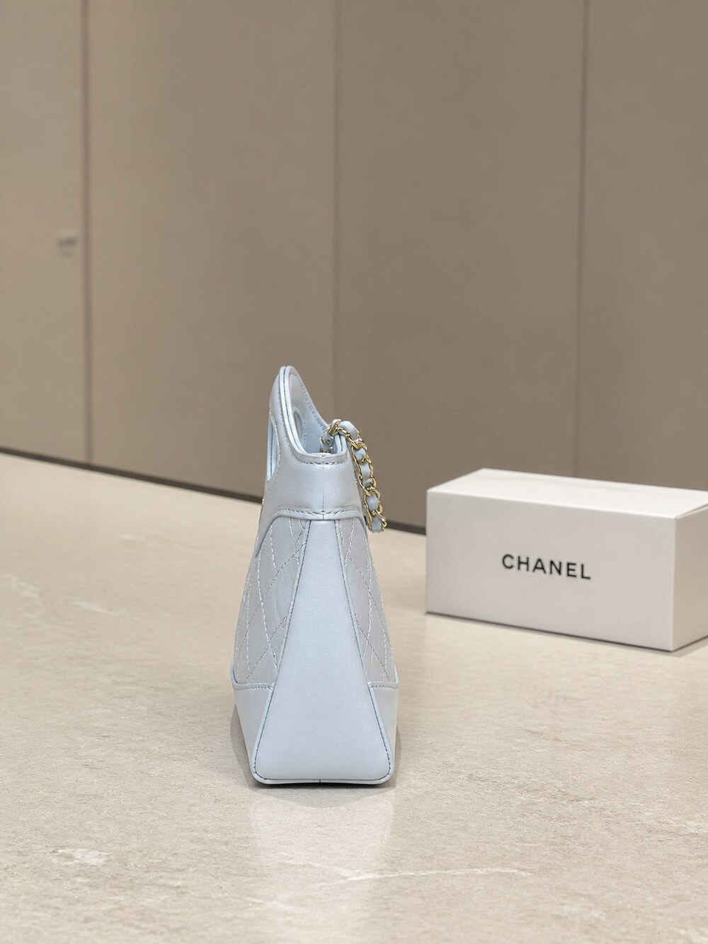 Chanel Nano Handbag in Light Blue Lambskin with Gold Tone Hardware - Picture 7 of 10